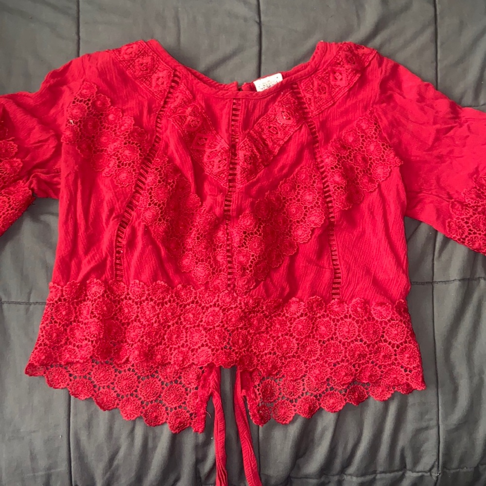 Red lace top